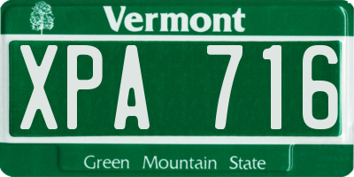 VT license plate XPA716