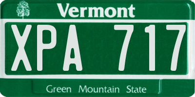 VT license plate XPA717