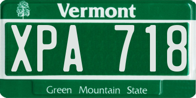 VT license plate XPA718