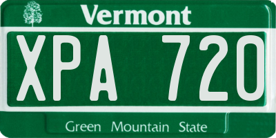 VT license plate XPA720