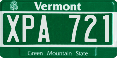 VT license plate XPA721