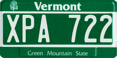 VT license plate XPA722