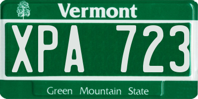 VT license plate XPA723