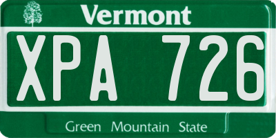 VT license plate XPA726