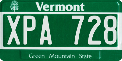 VT license plate XPA728
