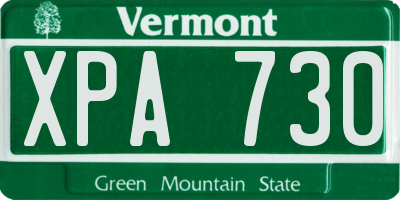 VT license plate XPA730