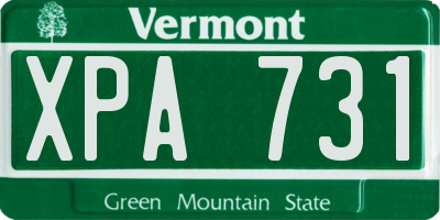 VT license plate XPA731