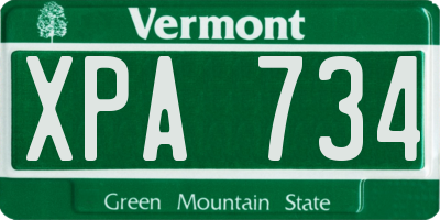 VT license plate XPA734