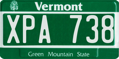 VT license plate XPA738
