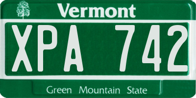VT license plate XPA742