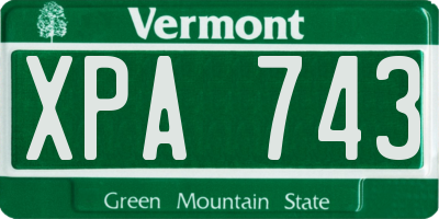 VT license plate XPA743