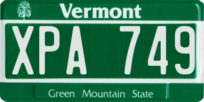 VT license plate XPA749
