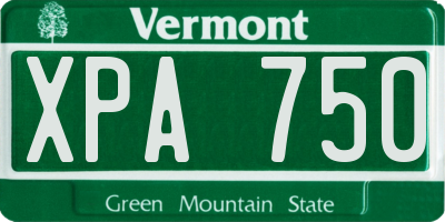VT license plate XPA750