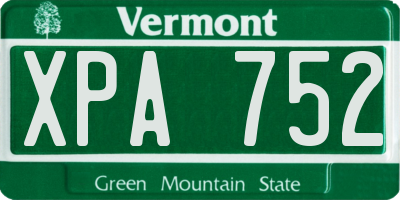 VT license plate XPA752