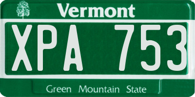 VT license plate XPA753