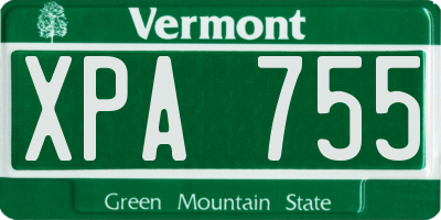 VT license plate XPA755