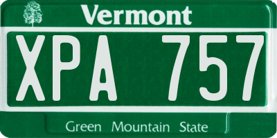 VT license plate XPA757