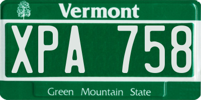 VT license plate XPA758