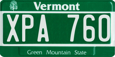 VT license plate XPA760