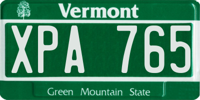 VT license plate XPA765