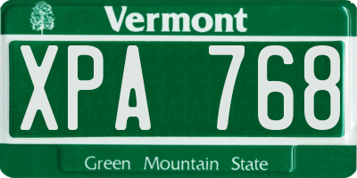 VT license plate XPA768