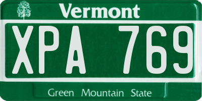 VT license plate XPA769