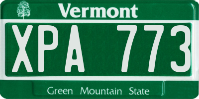 VT license plate XPA773