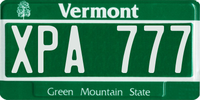 VT license plate XPA777
