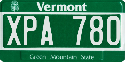 VT license plate XPA780