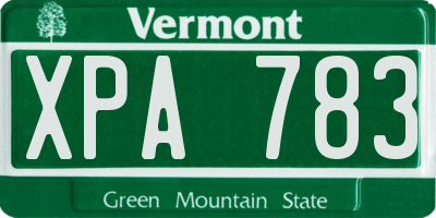 VT license plate XPA783