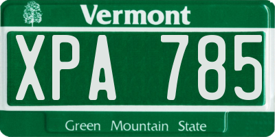 VT license plate XPA785