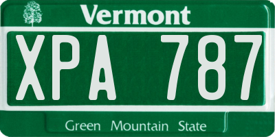 VT license plate XPA787