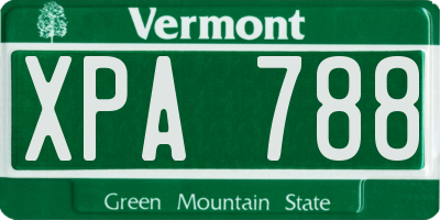 VT license plate XPA788