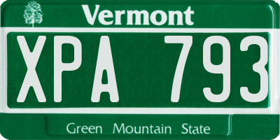VT license plate XPA793