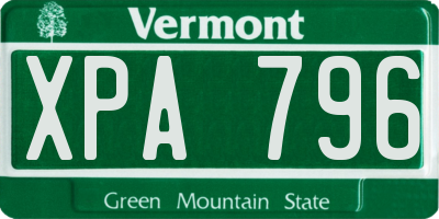 VT license plate XPA796