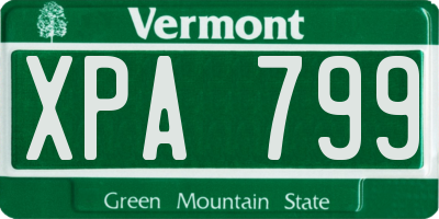 VT license plate XPA799