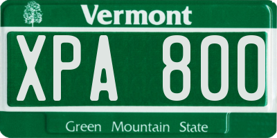 VT license plate XPA800