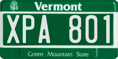 VT license plate XPA801