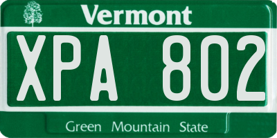 VT license plate XPA802