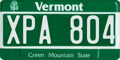 VT license plate XPA804