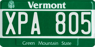 VT license plate XPA805