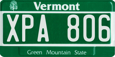 VT license plate XPA806