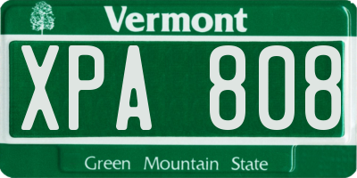 VT license plate XPA808