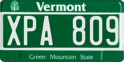 VT license plate XPA809