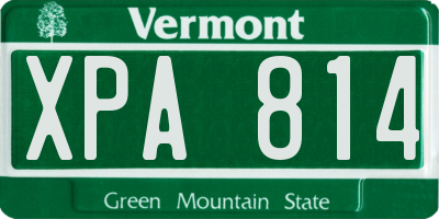 VT license plate XPA814