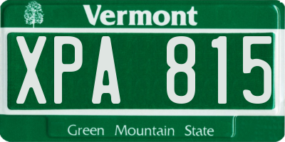VT license plate XPA815