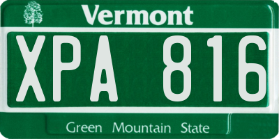 VT license plate XPA816