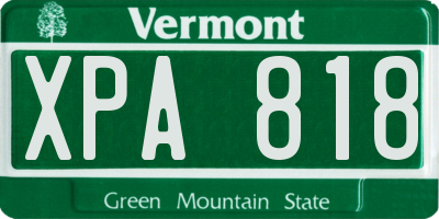 VT license plate XPA818