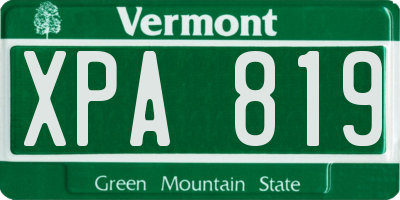VT license plate XPA819