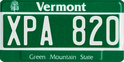VT license plate XPA820